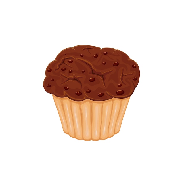 Vector chocolate cupcake isolated on white background illustration