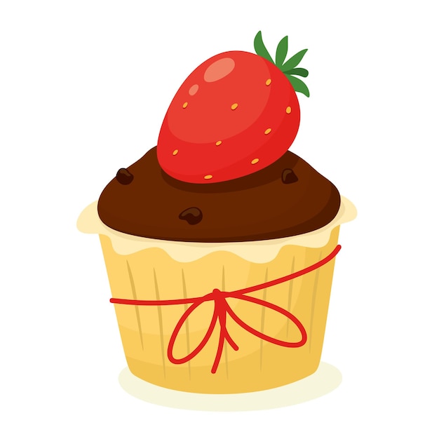 Chocolate cupcake with strawberries