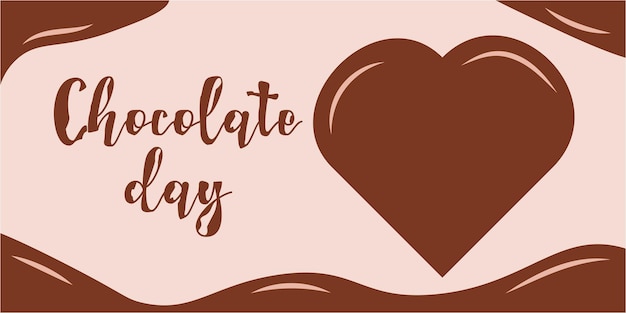 Vector chocolate day chocolate heart with brown text