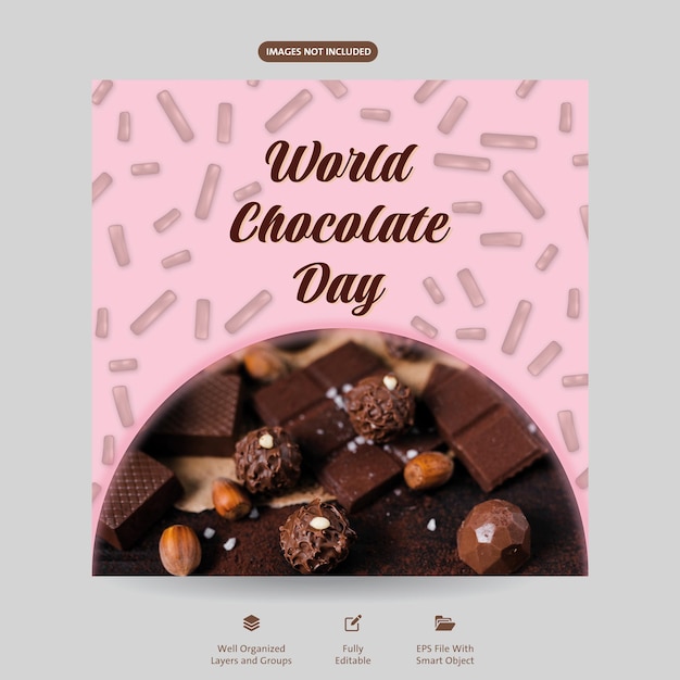 Vettore post su instagram del giorno del cioccolato