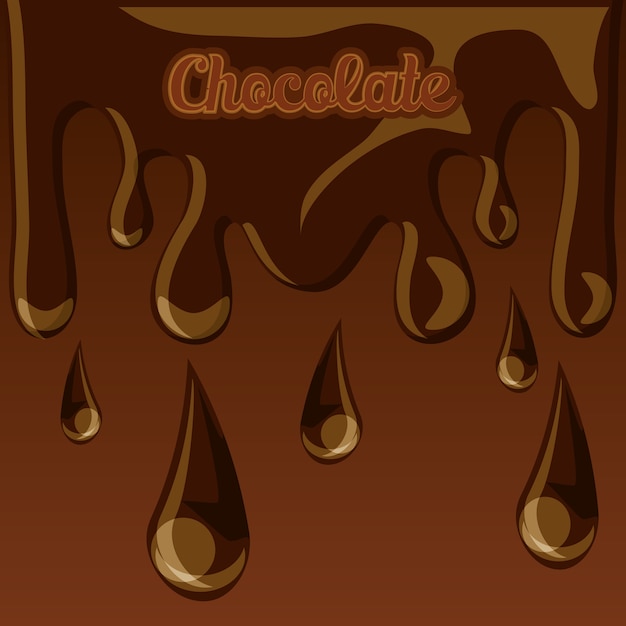 Vettore disegno di cioccolato con gocce che cadono