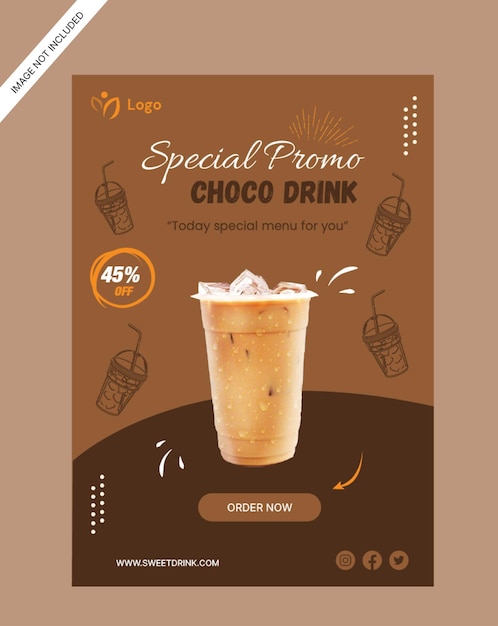 벡터 초콜릿 음료 플라이어 포스터 홍보 상점 디자인 템플릿