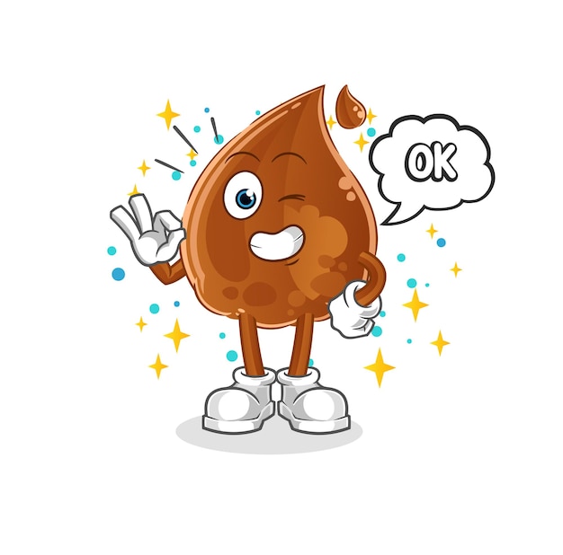 Chocolate drop agree mascot. cartoon vector