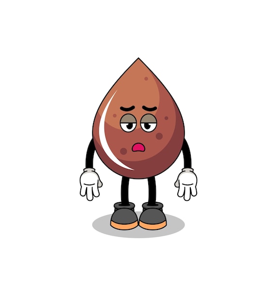 Chocolate drop cartoon with fatigue gesture