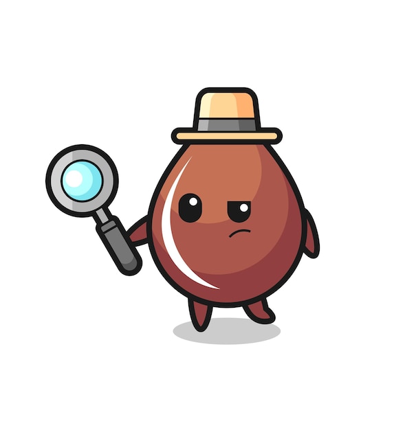 Chocolate drop detective character is analyzing a case