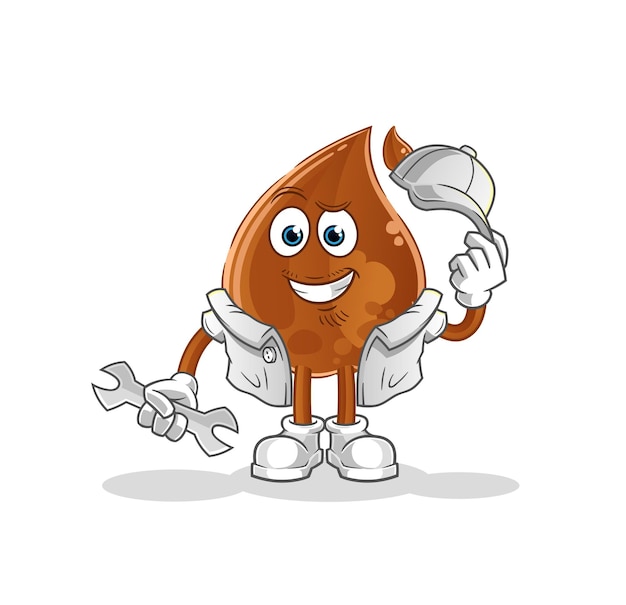 Chocolate drop mechanic cartoon. cartoon mascot vector