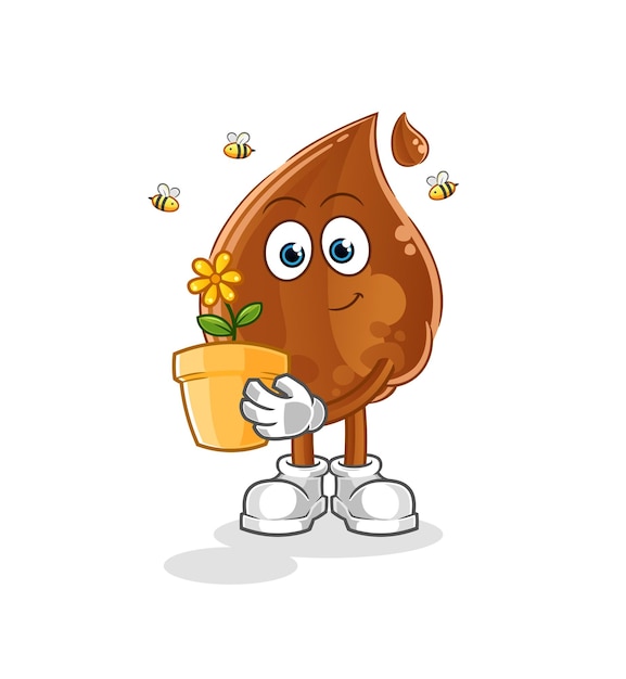 Chocolate drop with a flower pot. character vector