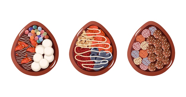 chocolate easter eggs, spoon egg. Illustration