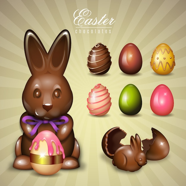 Elementi di pasqua di cioccolato