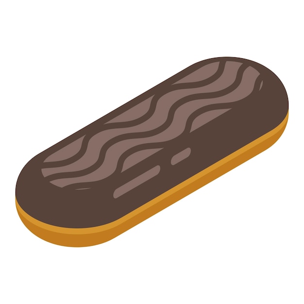 Vettore icona eclair al cioccolato isometrica dell'icona vettoriale eclair al cioccolato per il web design isolato su sfondo bianco