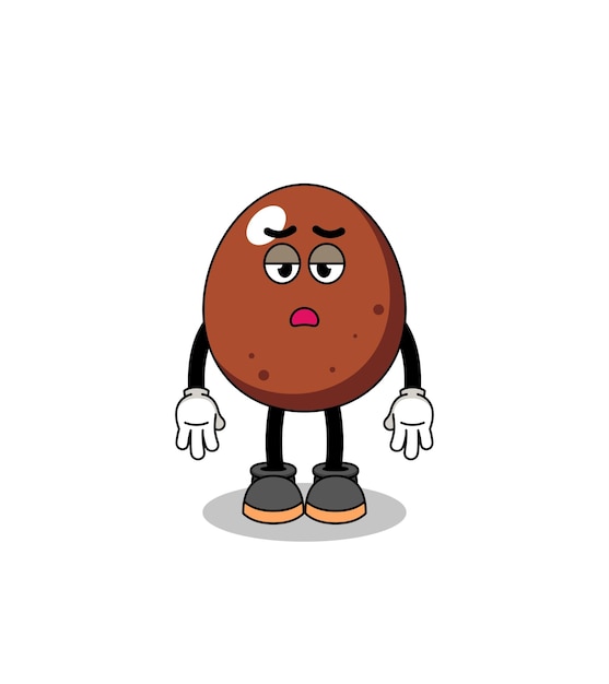 Chocolate egg cartoon with fatigue gesture character design