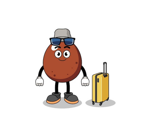 Chocolate egg mascot doing vacation character design