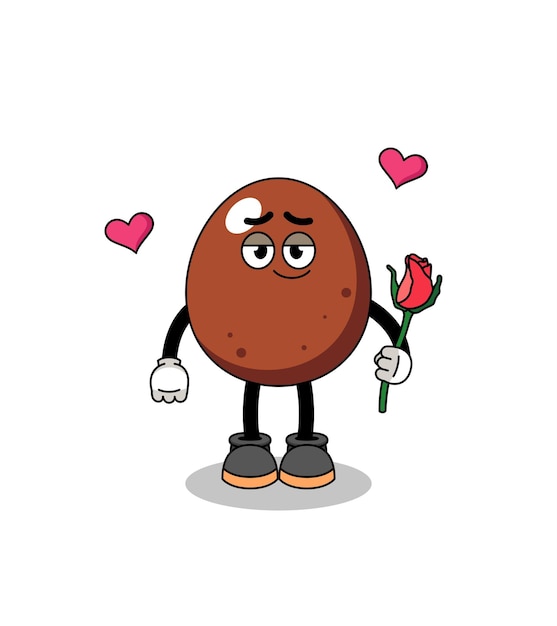 Chocolate egg mascot falling in love character design