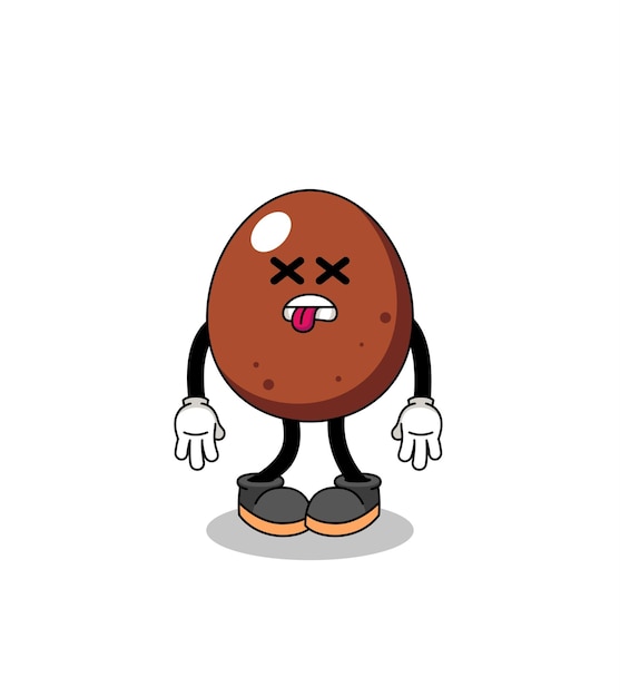 Chocolate egg mascot illustration is dead character design