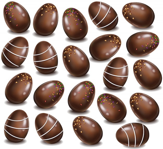 Vector chocolate eggs pattern background