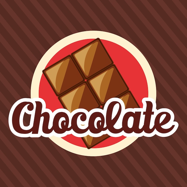 Chocolate emblem with chocolate bar icon over brown background