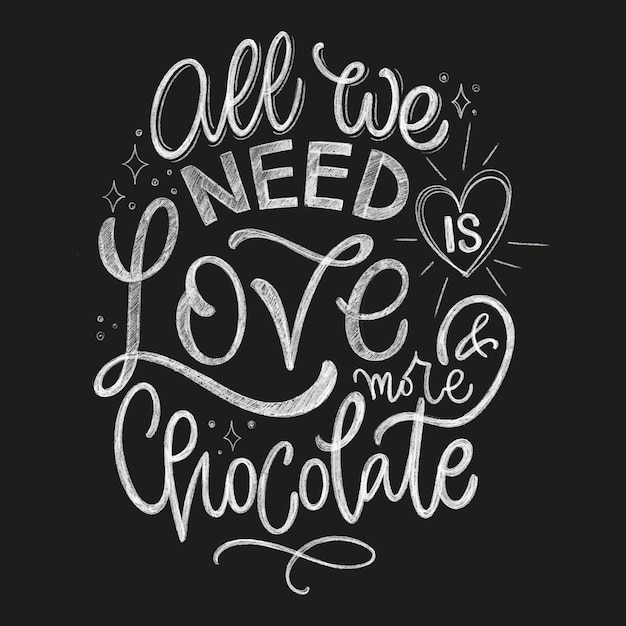 Chocolate hand lettering chalk quote. Christmas winter word composirion. Vector design elements for t-shirts, bags, posters, cards, stickers and menu