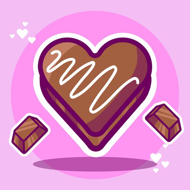 Vector chocolate heart illustration with chocolates in vector