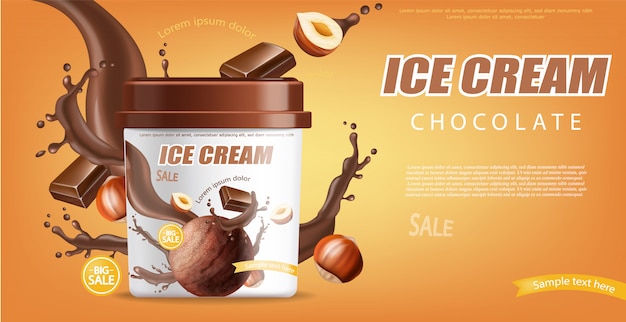 チョコレートアイスクリームバケツバナー