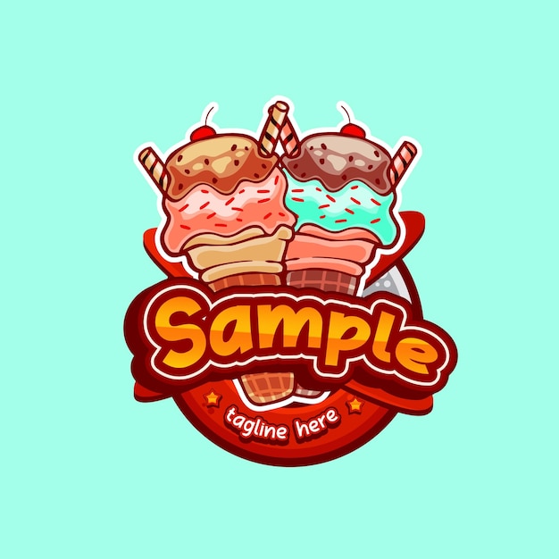 チョコレートアイスクリームのキャラクターロゴ