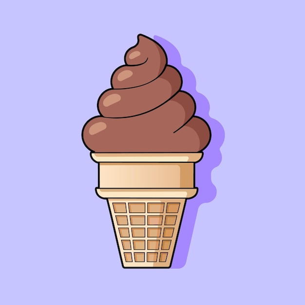 Illustrazione animata del cono gelato al cioccolato