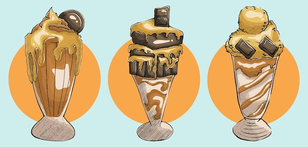 Illustrazione di frullati di gelato al cioccolato