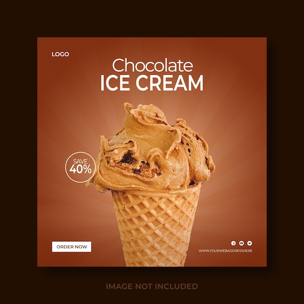 Chocolate ice cream social media post template