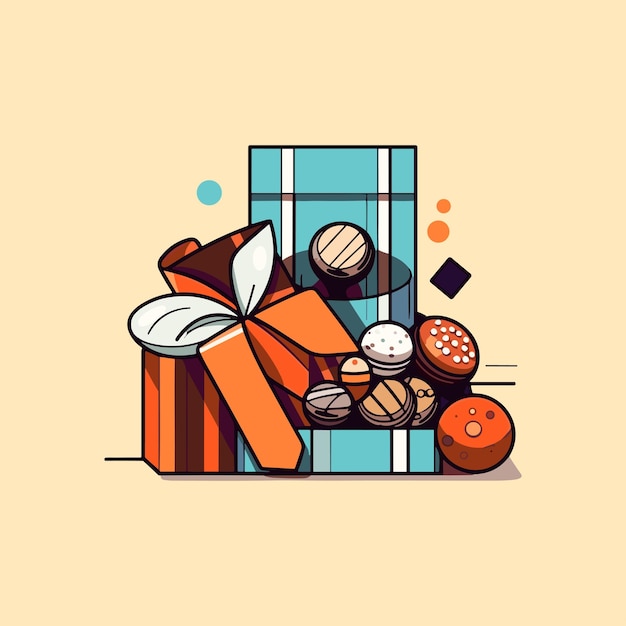 chocolate indulgence gift box clip art illustration