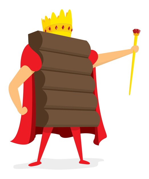 Vector chocolate king standing with crown