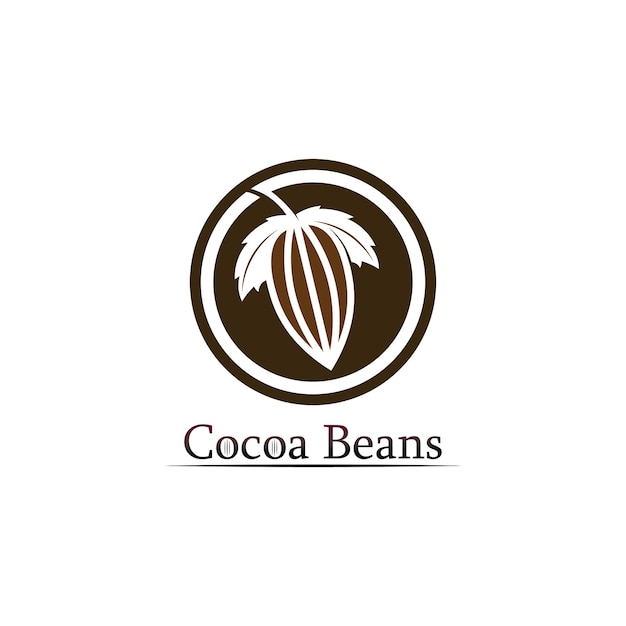 Шоколадный логотип и значок какао и векторный дизайн орехи и орехи вкусные