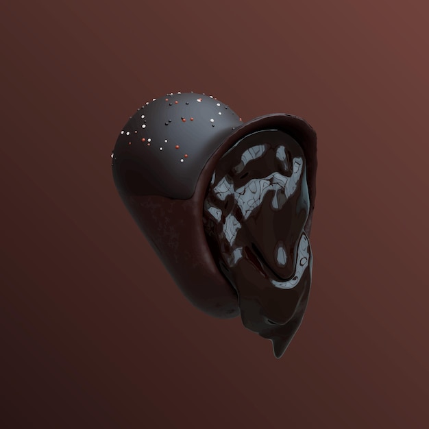 Illustrazione 3d della torta di amore del cioccolato