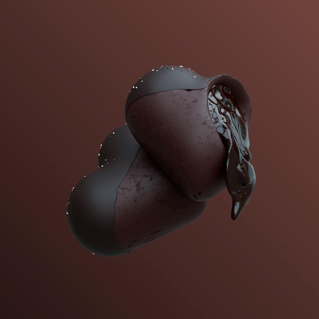 Chocolate Love Cake 3D Illustration