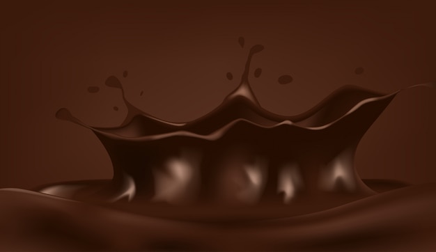 Vector chocolate milk drop with small splashing wave