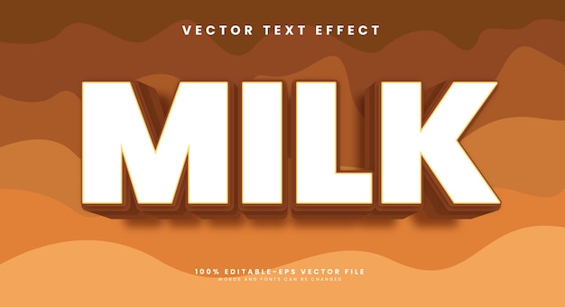 Vector chocolate milk editable text style effect vector text effect