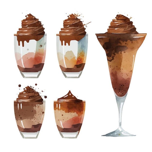 Chocolate mousse watercolor paint collection