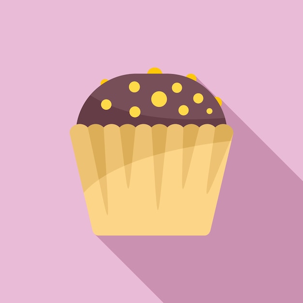 Chocolate muffin icon flat vector Food cupcake Sweet fresh