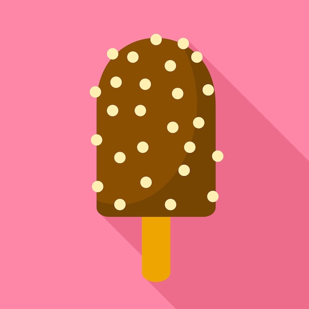 Chocolate nuts popsicle icon Flat illustration of chocolate nuts popsicle vector icon for web design