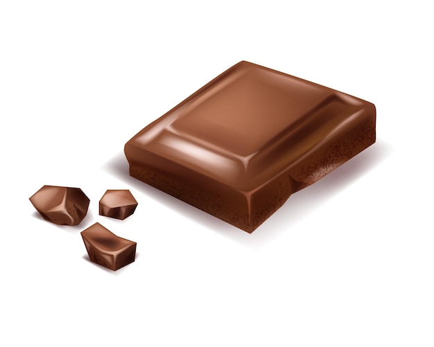 Chocolate pieces shavings d realistic vector set horizontal and vertical splash of chocolate