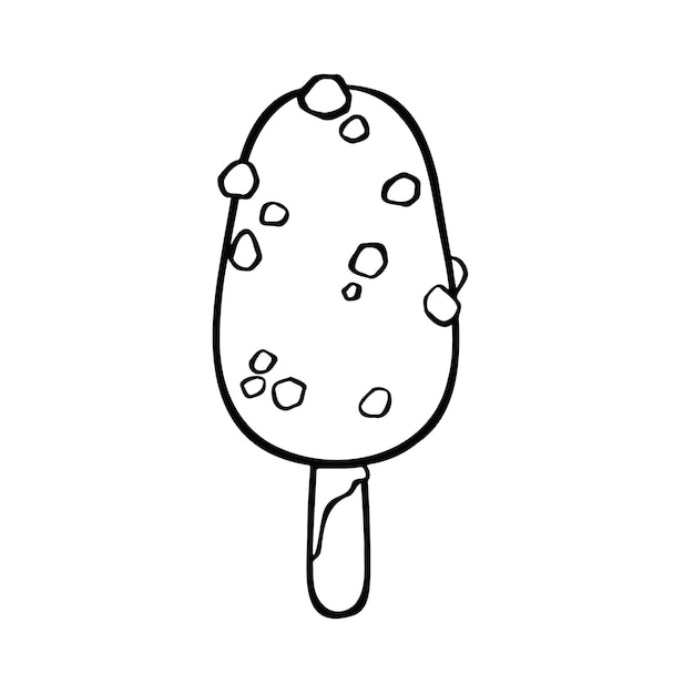 Chocolate popsicle with golden nuts sorbet ice cream illustration