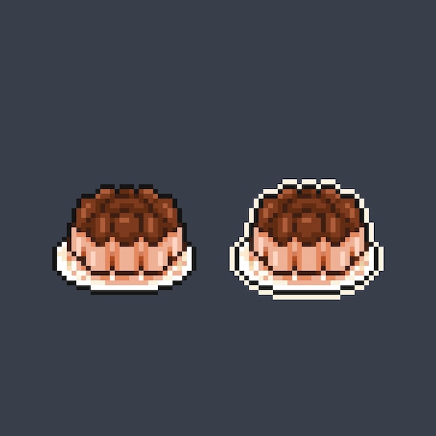 Budino al cioccolato in stile pixel art