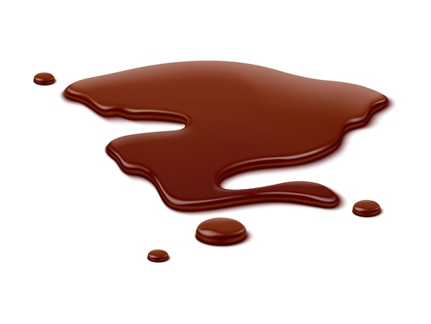 Vector chocolate puddle, brown choco spill, isolated liquid blot and drip. isolated vector irresistible cocoa blob, rich and gooey with luscious texture, indulging the taste buds with its decadent sweetness