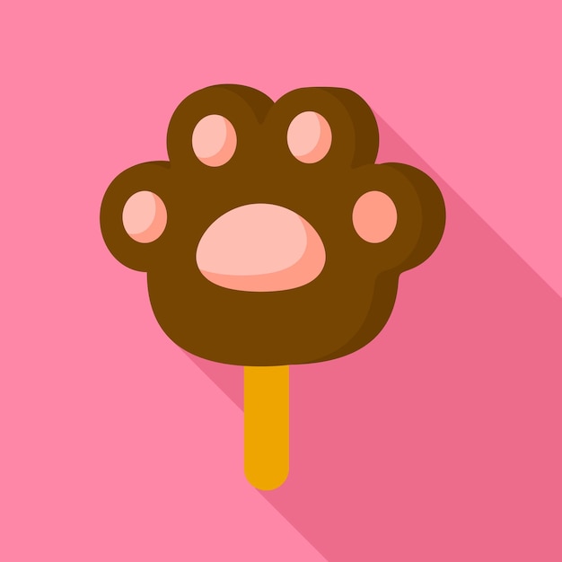 Chocolate puppy stamp popsicle icon Flat illustration of chocolate puppy stamp popsicle vector icon for web design