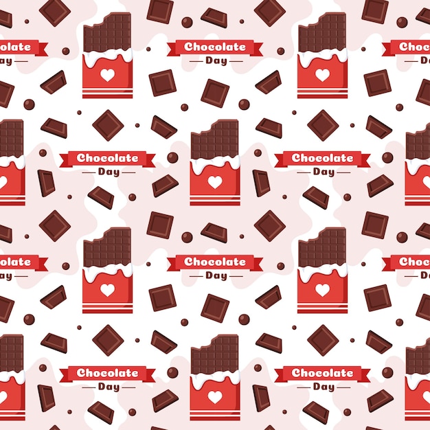 Chocolate Seamless Pattern Design with Choco Decoration in Template Hand Drawn Cartoon Illustration