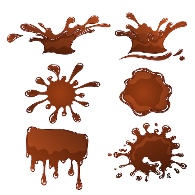 Vector chocolate splash set isolated vector