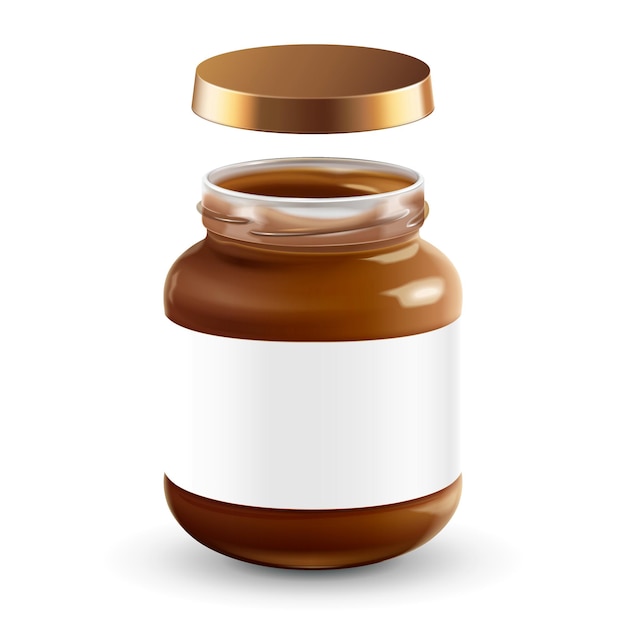 Chocolate spread can jar with blank label in 3d illustration