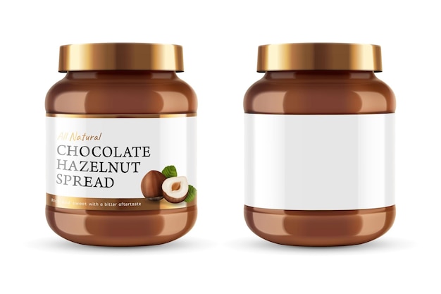 Chocolate spread can jar with label design in 3d illustration