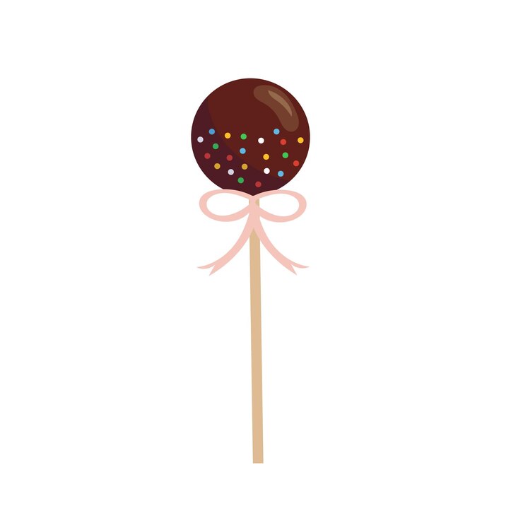 वेक्टर chocolate sprinkle cake pop sweet food dessert sugar vector simple design for cafe bakery