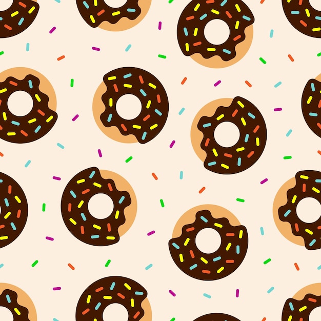 Vector chocolate sprinkle donuts chocolade geglazuurde donuts naadloos patroon