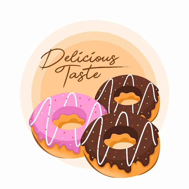 Vector chocolate and strawberry donut vector