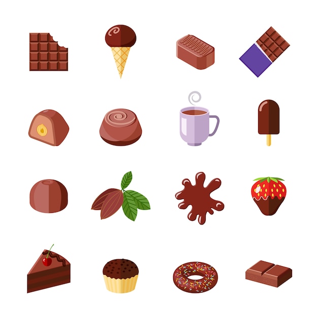 Chocolate sweet icons collection